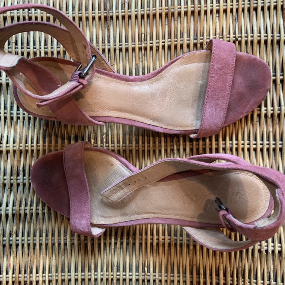 Madewell Suede Pink Block Heel Sandal